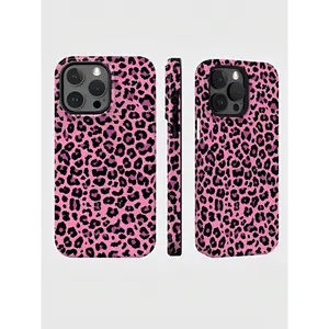 Pink Leopard Print Two-In-One Anti-Drop Design For Film Cases Phone Case Suitable For Compatible With Iphone17,16, 15, 14, 13, 12, 11, PRO MAX, Air,