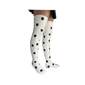 Latex black and white dot women's stockings Dance Socks Fit