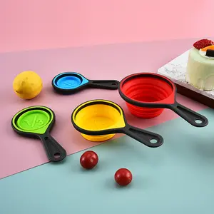 Silicone Measuring Cup Set, Expandable Foldable Measuring Cups and Spoons, High Temperature Resistant Baking Tool, Colorful Graduated Kitchen Essential, Kitchen Measuring Utensils