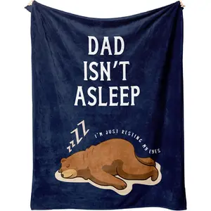 Funny Dad Birthday Gifts, Dad Blanket, Dads Gifts from Daughter Son, Blue Flannel Throw Blanket for Daddy 50" X 60", Printed on One Side with a Plain White Back, Halloween Thanksgiving Christmas Gift