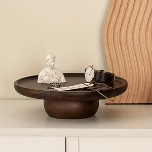 Solid wood circular multifunctional desktop display tray, wooden circular aromatherapy tray, home retro living room coffee table circular wooden creative storage tray, Decor, Decoration Items