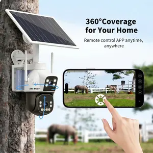 GENBOLT Wireless 4G Solar Security Camera, 2K Full Color Night Vision, 360° View, AI Human Detection, IP66 Waterproof, No WiFi Required, Data Refill Required