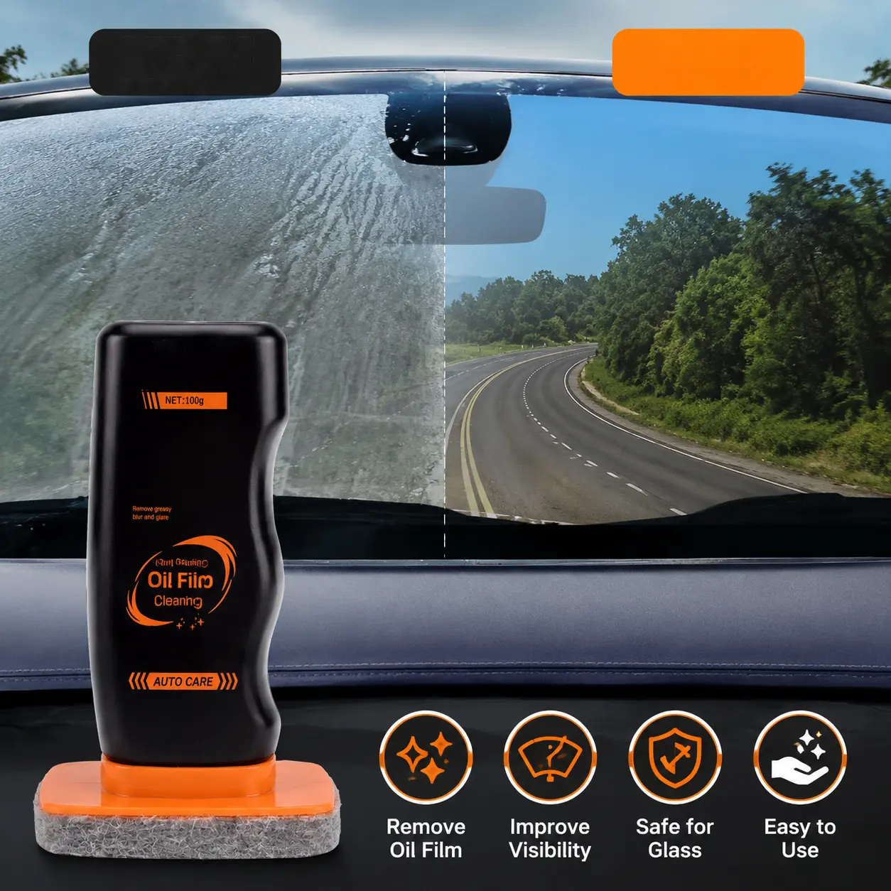 3-Piece All-in-1 Car Detailing Kit for Enthusiasts - Windshield Oil Film Remover, Interior Surface Cleaner, Headlight Restoration Liquid, Bonus Microfiber Towels & Sponge, Restores Shine, Repels Dust, Time-Saving Maintenance Supplies, Car Maintenance, Car