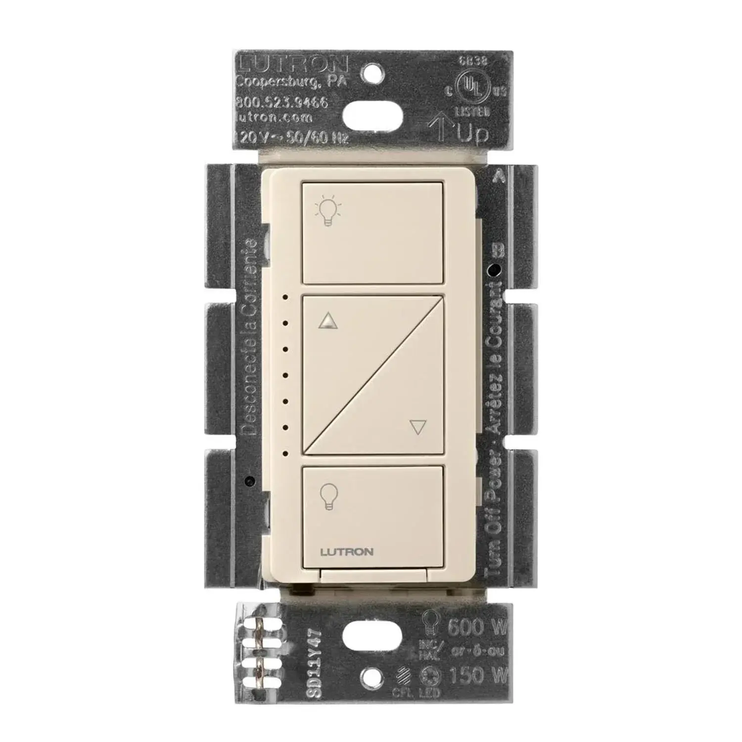 Caseta Wireless Smart LED Dimmer Switch, 150-Watt LED, 3-Way/Multi-Location, Light Almond