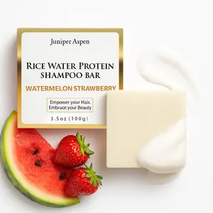 Rice Water Protein Shampoo Bar – Watermelon Strawberry Scent – Solid Shampoo for All Hair Types with Kaolin Clay – Eco-Friendly, Sulfate-Free, Travel-Friendly Hair Care Gift