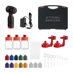 xTool Selected SnapSpray Airbrush Kit for Laser Crafters, with Fast Color Switching, 3 Paint Bottles, 10 Nozzles, 6 Flow Levels & Clamp fathersdaygift