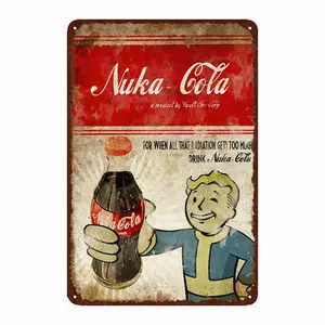 Nuka Cola Tin Sign Wall Art For Man Cave, Vintage Garage Signs Art Poster For Bar Pub Garage Kitchen Garden Bathroom Office Home, Vintage Decor, 8x12 inch
