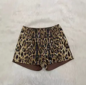 Sequin cheetah print shorts