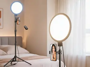 10.5 Inch Full-Screen LED Ring Light, 69 Inch Adjustable Tripod Stand with Phone Holder, Dimmable Fill Light for Live Streaming, Makeup, Video Recording and Video Calls, Wireless Remote Included, Universal Smartphone Compatibility
