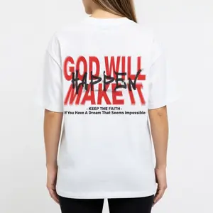God Will Make It Happen Unisex Cotton T-Shirt with Advanced Digital Print Technology Classic Fit Top for Womenswear - Embroidered