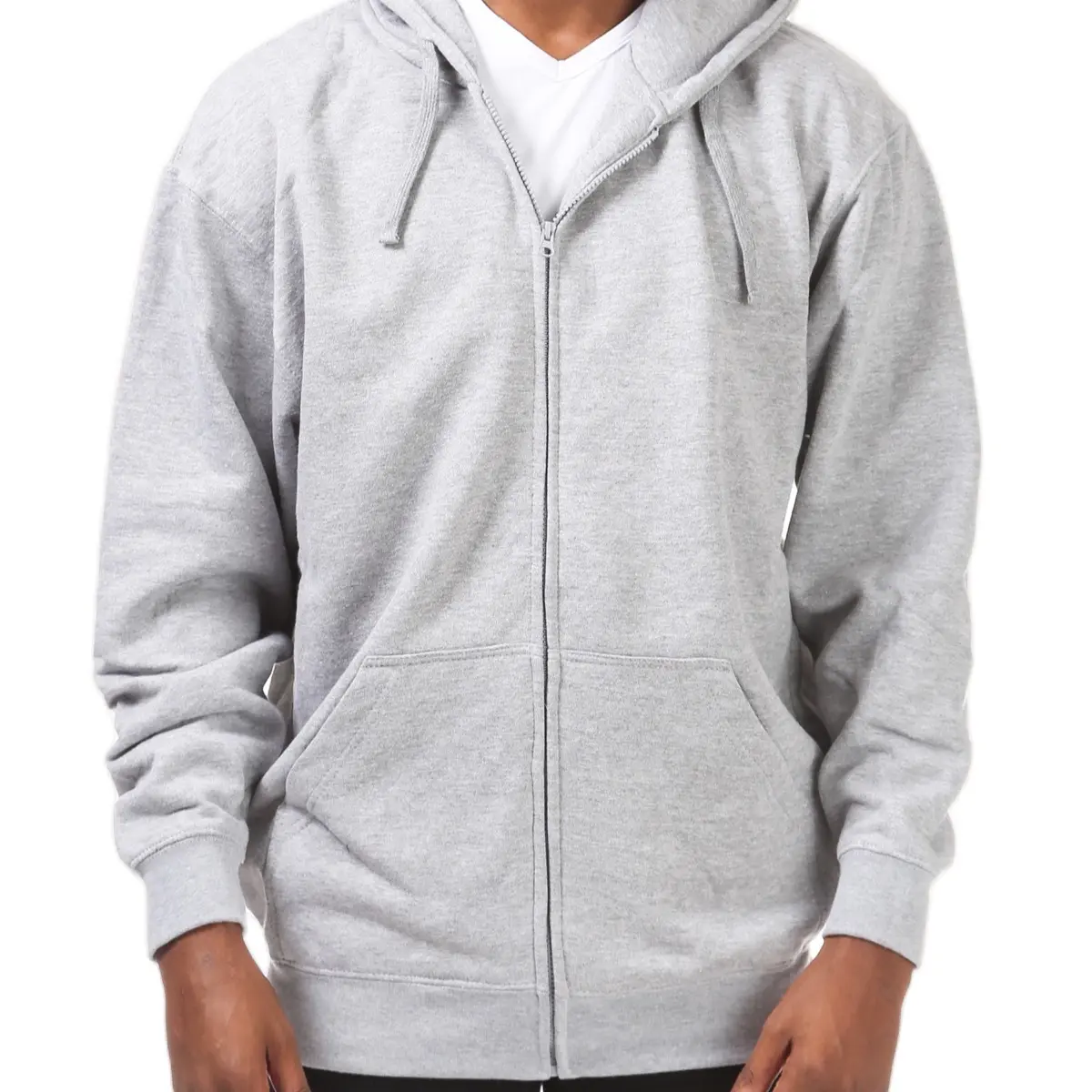 PRO CLUB Comfort Men's Full Zip Hoodie - Cotton/Polyester Blend, Tear-Away Labels, Rib Cuffs & Waistband, Classic Design, Casual Style - Relaxed Fit