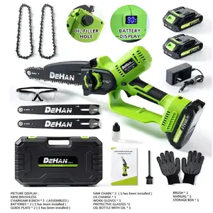 DEHAN 8" Brushless Mini Chainsaw - Cordless, Electric Power tool for Tree Trimming, Wood Cutting in DIY & Gardening. Auto oiler, easy use Tool Kit Tool Box