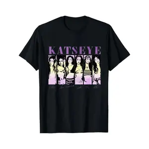 🎤[Graphic Tee][100% Cotton] KATSEYE Black T-Shirt With Group Portrait & Purple Text – Fan Concert Streetwear Tee, K-Pop Inspired Unisex Oversized Crewneck Casual Top, Music Fan Gift Shirt USA