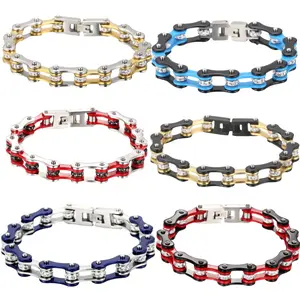 UPGRADED Chain Bracelet Crystal Stainless Steel Motorcycle Dirt Bike ATV Chain Anklet For Men No Green Male Anniversary Fashion Dad Brother Gift Accessory Daily Birthday