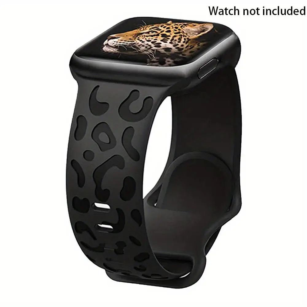 Leopard Pattern Watch Band for Apple Watch, Waterproof Cheetah Sports Silicone Wristband, Trendy Matching Straps for iWatch for Women & Men
