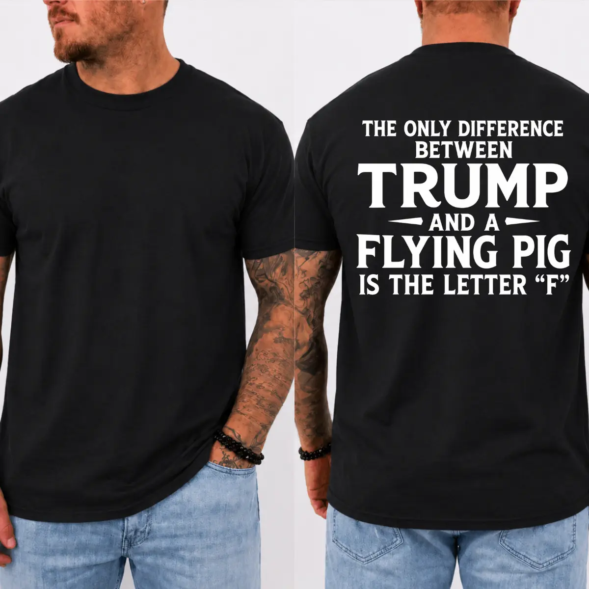 [SALE UP TO 50%] The Only Difference Between Trump And A Flying Pig T-shirt, Funny Tee, Democrat Shirts, Liberal Tee, 8647 Shirt