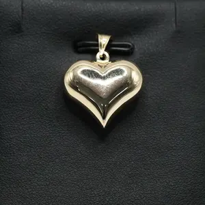 14KT Gold Large Puffy Heart Pendant - Elegant and Durable Gold Chain Necklace