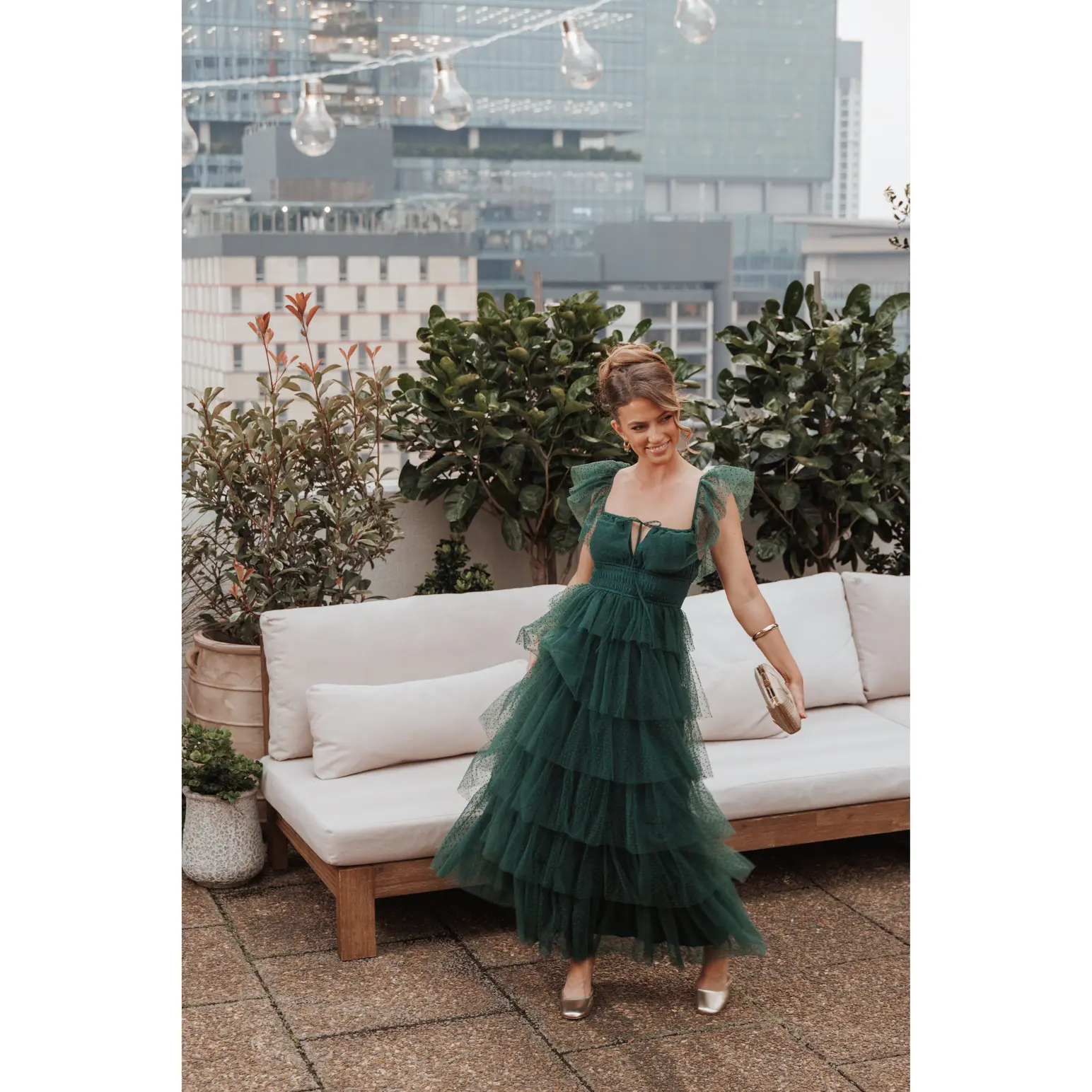 clio peppiatt green dress Unique Vintage Emerald Cotton Jaquard Swing Dress main image 0