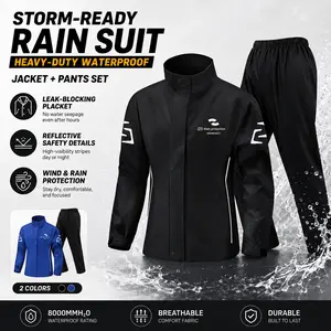 Adult Mens Waterproof Two Piece Rain Suit Heavy Downpour Protection for Motorcycle Riders coat Large men clothes Jacket cool spring Lightweight Rain Coat Rainproof Wind Resistant Full Body Cover