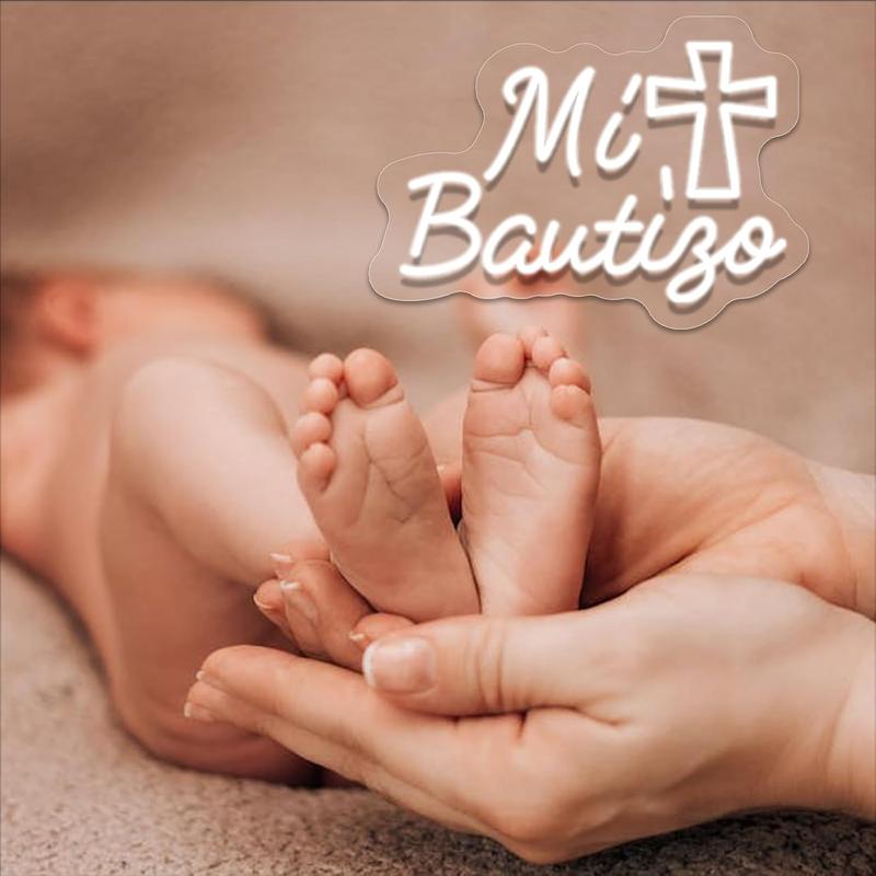 Mi Bautizo Neon Signs for Wall Decor, 14.2 * 10 Inches My Baptism Led Light Sign  for 's Birthday Party, Bedroom, Home, Room, Garden, Pub Bar, Easter,