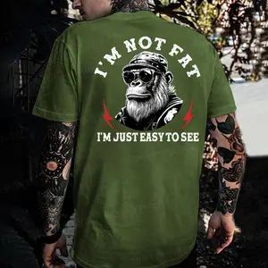 Monkeysober Pure Cotton Men's Suitable For All Seasons I'm Not Fat I'm Just Easy To See Funny Monkey Confident Fun Casual And Comfortable Pure Cotton Gift Men's T-shirt