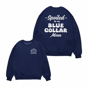 Aesthetic Blue Collar Better Half Sweatshirt – Drippy Smiley Graphic Pullover | Lineman / Oilfield / Welder Wife Apparel | Trendy Work Wife Fit