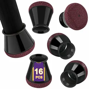 16 Pieces Black Silicone Chair Leg floor Protector with Felt Pad - Hardwood Floor Tile Wood Housewares Non Slip Furniture Foot Cover, Scratch Resistant & Soundproof