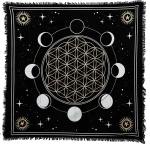 Indian Consigners Altar Cloth Phases of Moon Sun, Star & Moon Universe Premium Witchcraft Alter Tarot Spread Top Cloth Wicca Square Spiritual 18 by 18 Sacred(Moon Phases)