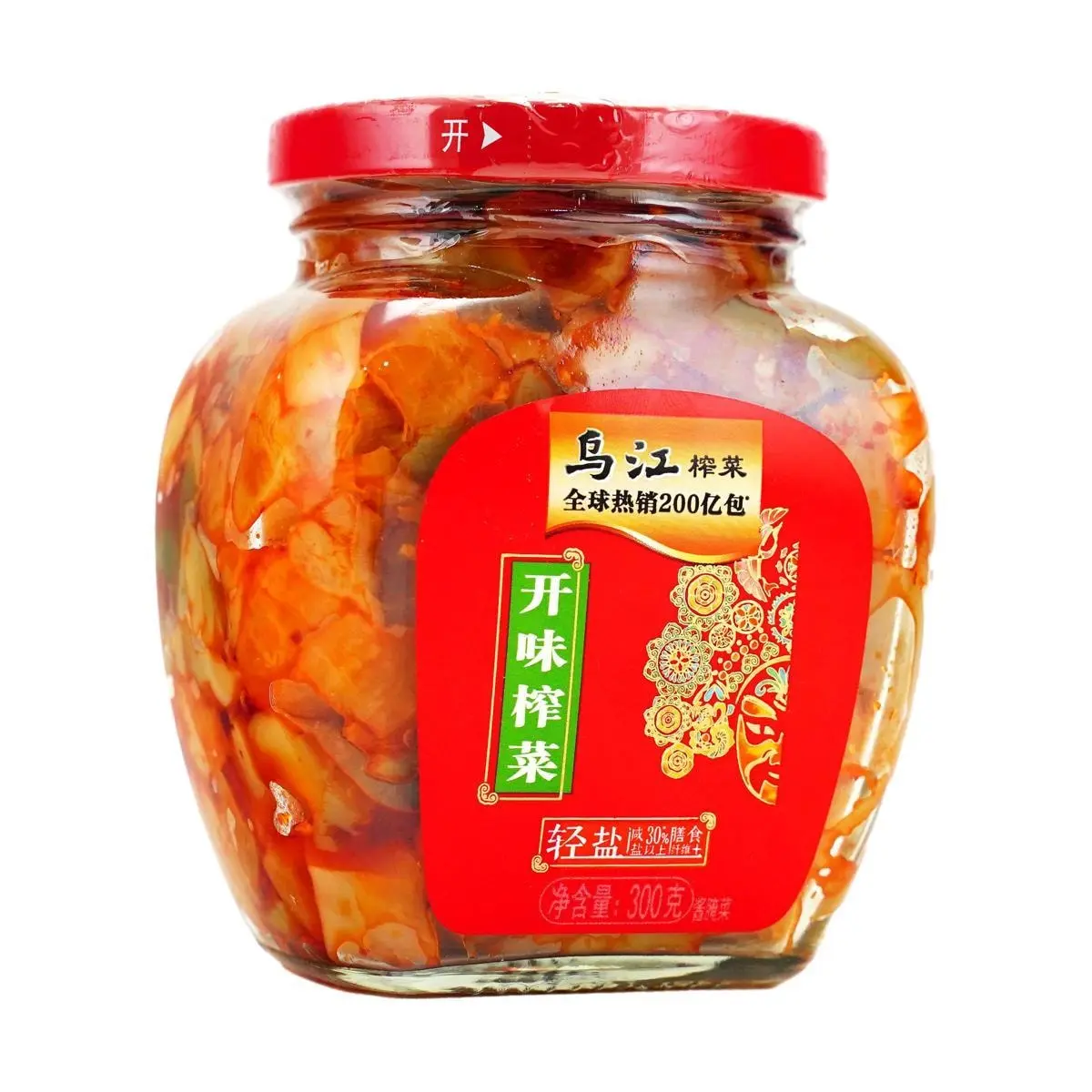 WUJIANG Light Salted Preserved Mustard Greens - Appetizing & Flavorful Side Dish, 300g Jar