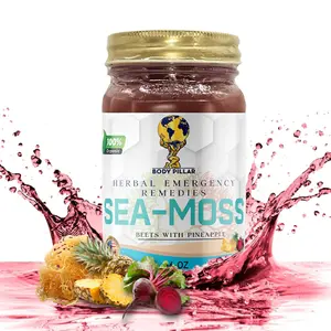 Body Pillar - 16oz Beets & Pineapple Sea Moss Gel | Organic, Alkaline, Heart Health, Blood Pressure Support, Natural Energy, Fitness & Dietary Supplement