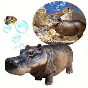 Realistic Hippo Aquarium Decoration, Air Pump Accessories, Lifelike Bubble Fish Tank Decor, Dynamic Aquatic Ornament, High-Quality Craftsmanship
