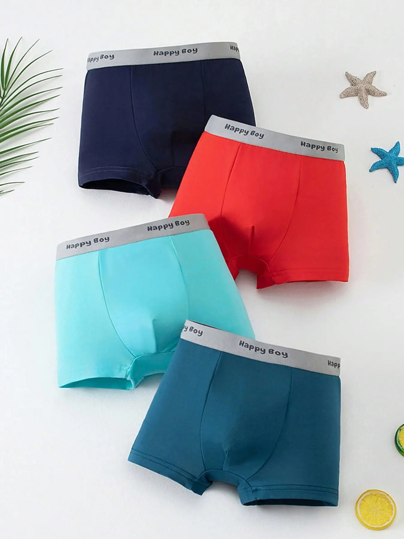 4-Pack Kids Underwear Set, Soft Comfortable Four-Way Briefs, Basic Underwear, Solid Color Simple Style, Elastic Waistband, All Season Underwear, Casual Youth Underwear, Ideal for Daily Wear