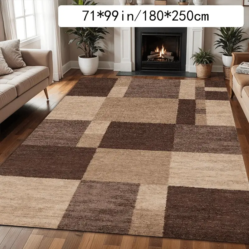 Luxurious European Velvet Carpet, Geometric Pattern, Non-Slip Washable Rug, Decorative Rug, Home Decor for Living Room Bedroom Kitchen