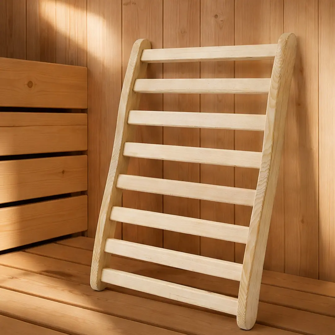 ARCH Ergonomic S-Shape Sauna Backrest Chair - Canadian Natural Hemlock Solid Wood, Non-Toxic, High-Temperature Resistant, Comfort & Posture Support, Hollow Mesh Massage, No Assembly, 14.96" W x 19.68" D x 1.96" H, Relieves Back Muscles, for Infrared Sauna