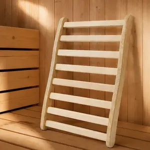 ARCH Ergonomic S-Shape Sauna Backrest Chair, Canadian Natural Hemlock Solid Wood, Non-Toxic, High Temperature Resistant, Curved Design for Comfort & Posture Support, Hollow Mesh for Massage Effect, No Assembly, 14.96"W x 19.68"D x 1.96"H