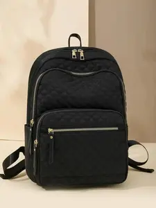 CYX Large Capacity Quilted Backpack, Simple Commuting Double-layer Computer Slip Pocket Lightweight Backpack, Fashion Durable Backpack, Versatile and Fashionable Suitable for Work, College Students, Men and Women Outdoor Travel Bags