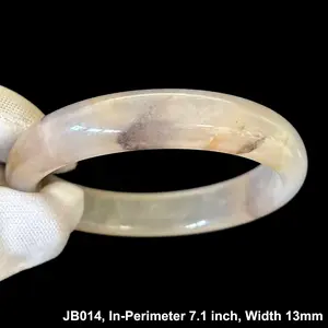 Natural Jade Bangle Bracelet, Width 13-14mm, Inner Perimeter 7-8 inch