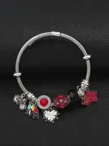 Stranger Things DIY Alloy Beaded Bracelet Keychain Friendship Gift Heart Pendant Charm Bracelets Accessories