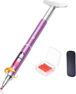Refillable Wax Diamond Art Painting Pen with Self Stick Precision Tip and Metal Correction Plate, Easy Pick Up Tool for Drill Placement, Smooth Control Diamond Painting Accessory for DIY Crafts and Relaxing Creative Hobbies
