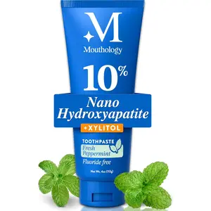 10% Nano Hydroxyapatite Toothpaste (Fluoride Free), Whitening*, Rod Shaped nHa, Xylitol Toothpaste for Adults, Enamel Care*, Sensitive Teeth*, SLS Free, Mint 4oz (USA Made)