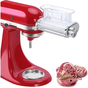 Meat tenderizer attachment for kitchenaid stand mixers 3 adjustable thickness stainless steel body with transparent cover meat cuber accessories for kitchen aid dishwasher safe
