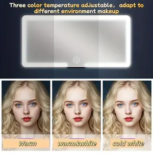 Rechargeable Ultra-Thin Car Visor Vanity Mirror - 3 Light Modes, Dimmable Touch Screen, LED Illumination for Car Truck SUV Rear View - Perfect Gift for Women with Stylish Design