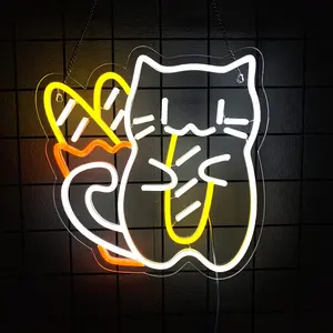 The cat and the bread  Neon Light Sign for Wall Decor Bread  Signs for Home Kitchen Restaurant Coffee Cafe Bar Party Dessert Stores Business Decor Gift