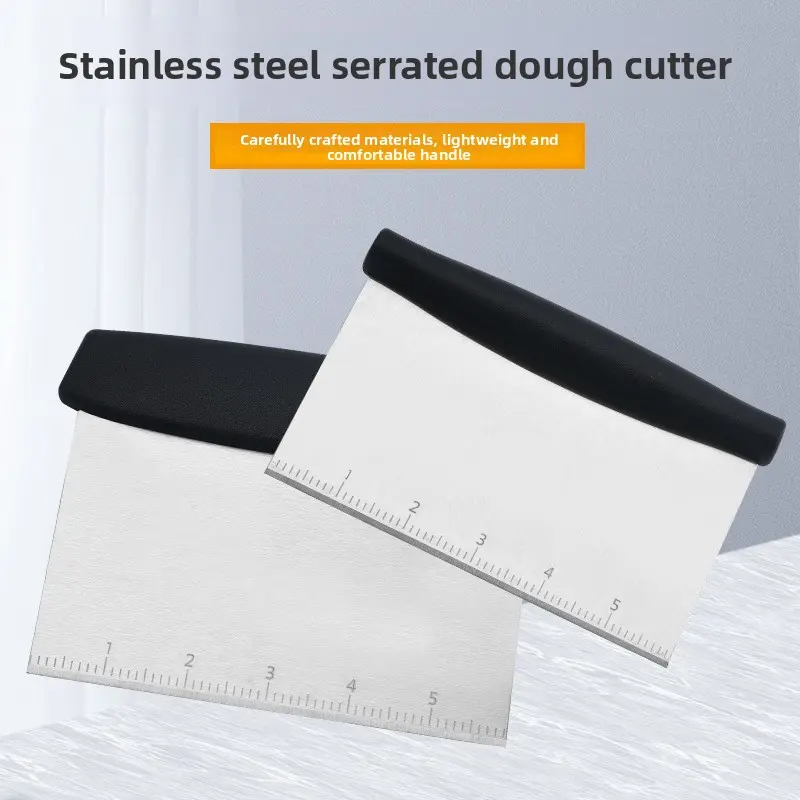 Langkes Stainless Steel Bench Scraper & Chopper Baking Dough Knife with Wavy Handle Multi Functional Durable Kitchen Tool Kitchen Cooking Accessories Utensils Baking Supplies