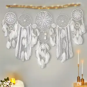 Dream Catcher Kit, 5 Counts/set Dream Catcher Hanging Ornament, Wall Hanging Decor for Home Living Room Bedroom, Home Decor, Hangable