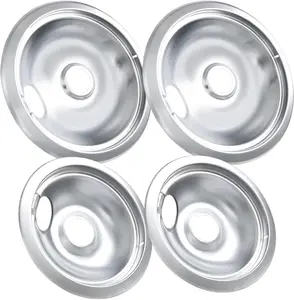 316048413 and 316048414 Stove Burner Drip Pans for Electric Stove Top - Perfectly Fit Frigidaire Kenmore Electric Range -Thickening to  Bending and Rust - Include 2 x 6 in, 2 x 8 in