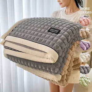 Comfort Ultra-Soft Thick Solid Color Microfiber Fleece Blanket – Classic Checkered Design for Warmth, Comfort  Long-Lasting Durability, Perfect for Bedroom  Living Room、Travel, Gifts, Available in 4 Sizes, Stylish Blanket