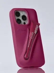 RHODE Minimal Style Phone Case with Lip Care Storage Pocket Slot for iPhone 11 12 13 14 15 16 17, Durable Protective Back Cover for Everyday Carry