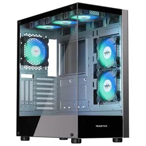 MUSETEX K2 ATX 270° Full view PC Case with 6 Pre-Installed PWM ARGB Fans