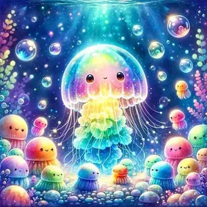 5D DIY Full Drill Round Diamond Painting - Diamond Painting Kit Ocean, Jellyfish Mosaic Canvas DIY Wall Art, Home Wall Decoration, Diamond Pattern Design